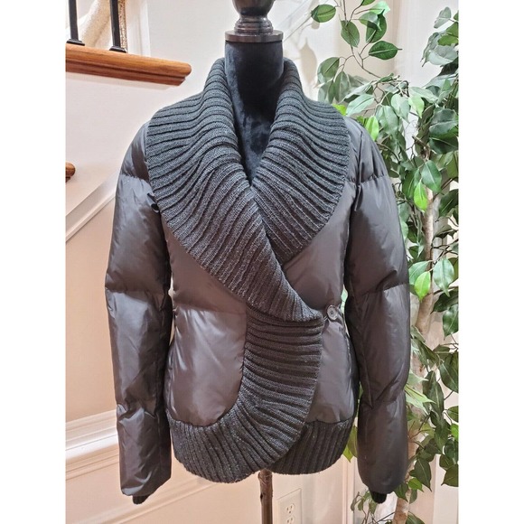 BCBGMaxazria Women's Black Polyester Long Sleeve Casual Puffer Jacket Size Small